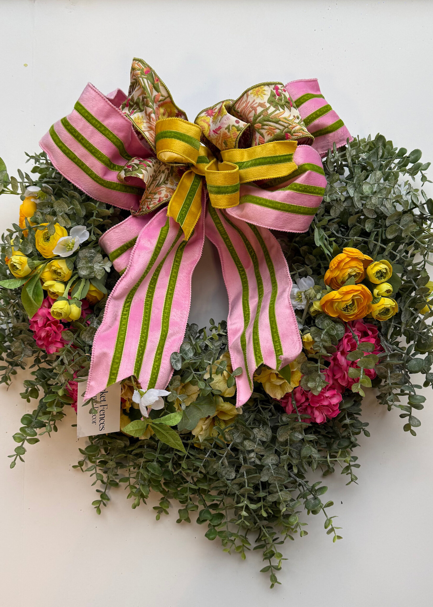 handcrafted floral Handcrafted Eucalyptus and Floral Wreath w/ Bow