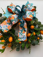 handcrafted floral Handcrafted Orange Wreath w/ Bow