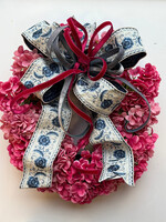 handcrafted floral Handcrafted Pink Hydrangea Wreath w/ Bow