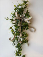 handcrafted floral Handcrafted Greenery and White Hops Swag w/ Bow