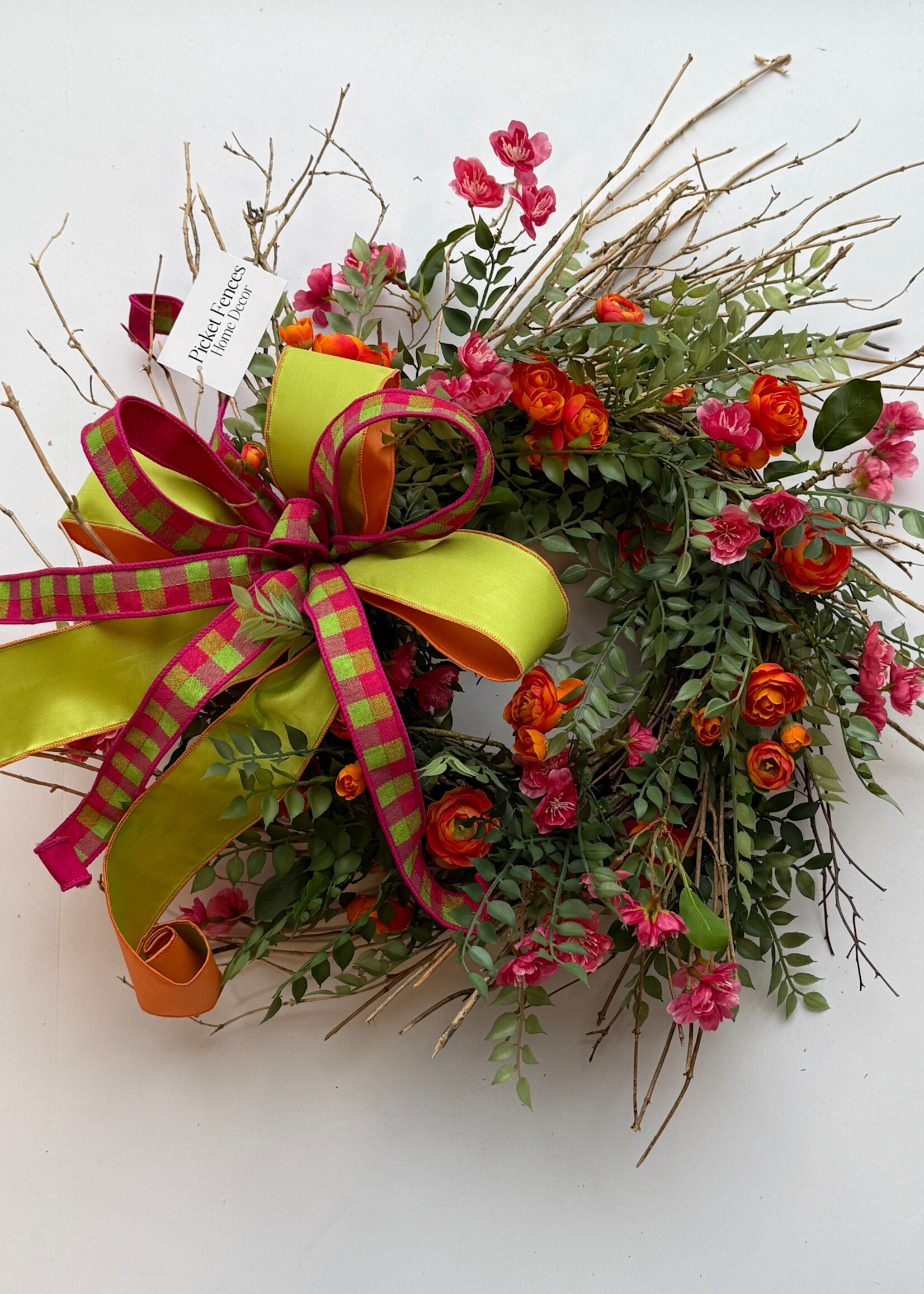 handcrafted floral Handcrafted Greenery and Floral Wreath w/ Bow