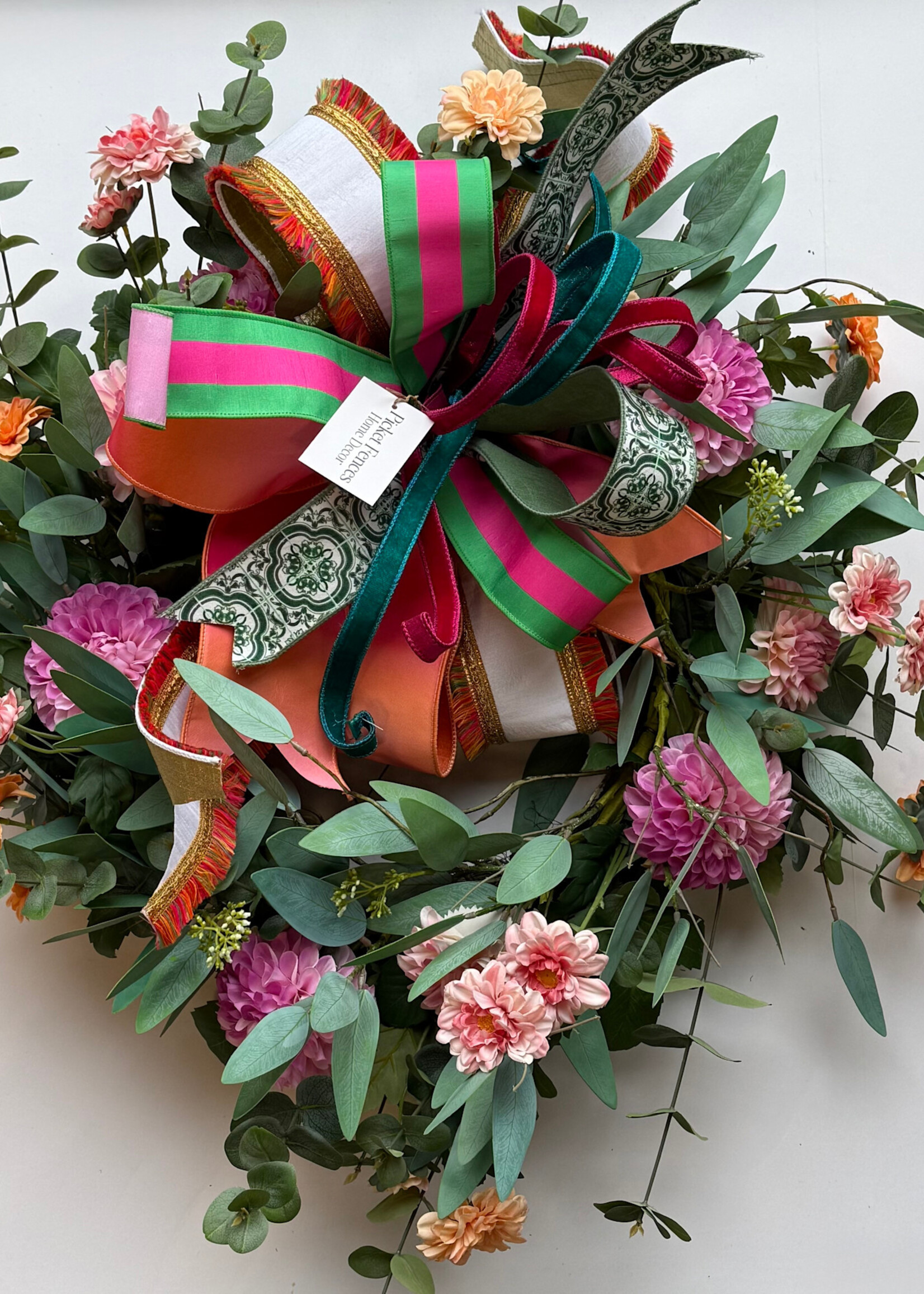 handcrafted floral Handcrafted Eucalyptus and Floral Wreath w/ Bow