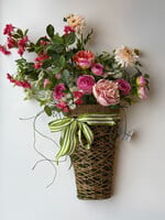 handcrafted floral Handcrafted Floral in Wall Basket w/ Bow