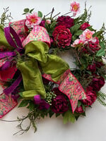 handcrafted floral Handcrafted Peony and Floral Wreath w/ Bow