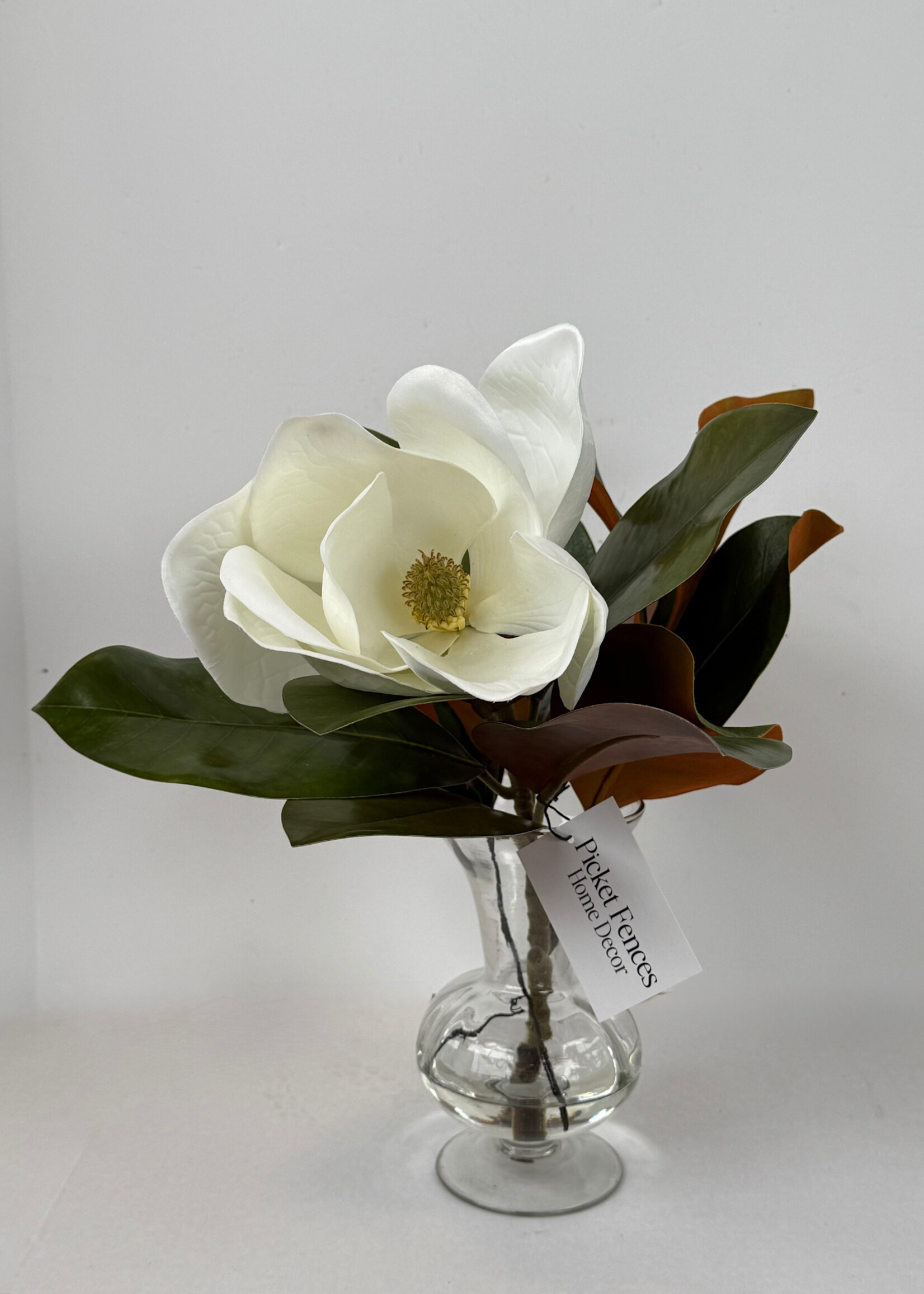 handcrafted floral Southern Magnolia Arrangement in Glass Vase
