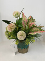 handcrafted floral Handcrafted Mixed Greenery and Floral in Glazed Pot