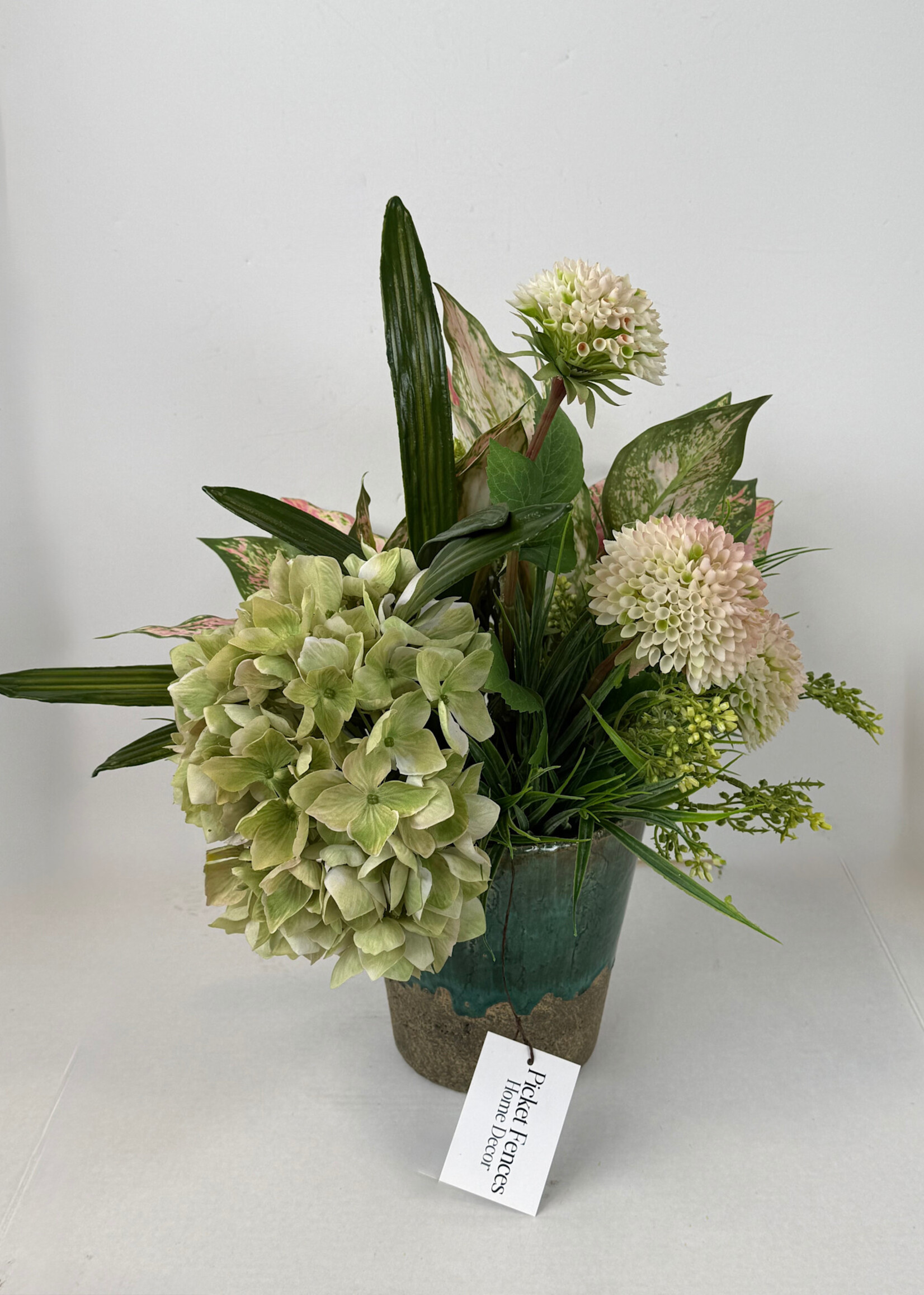 handcrafted floral Handcrafted Mixed Greenery and Floral in Glazed Pot