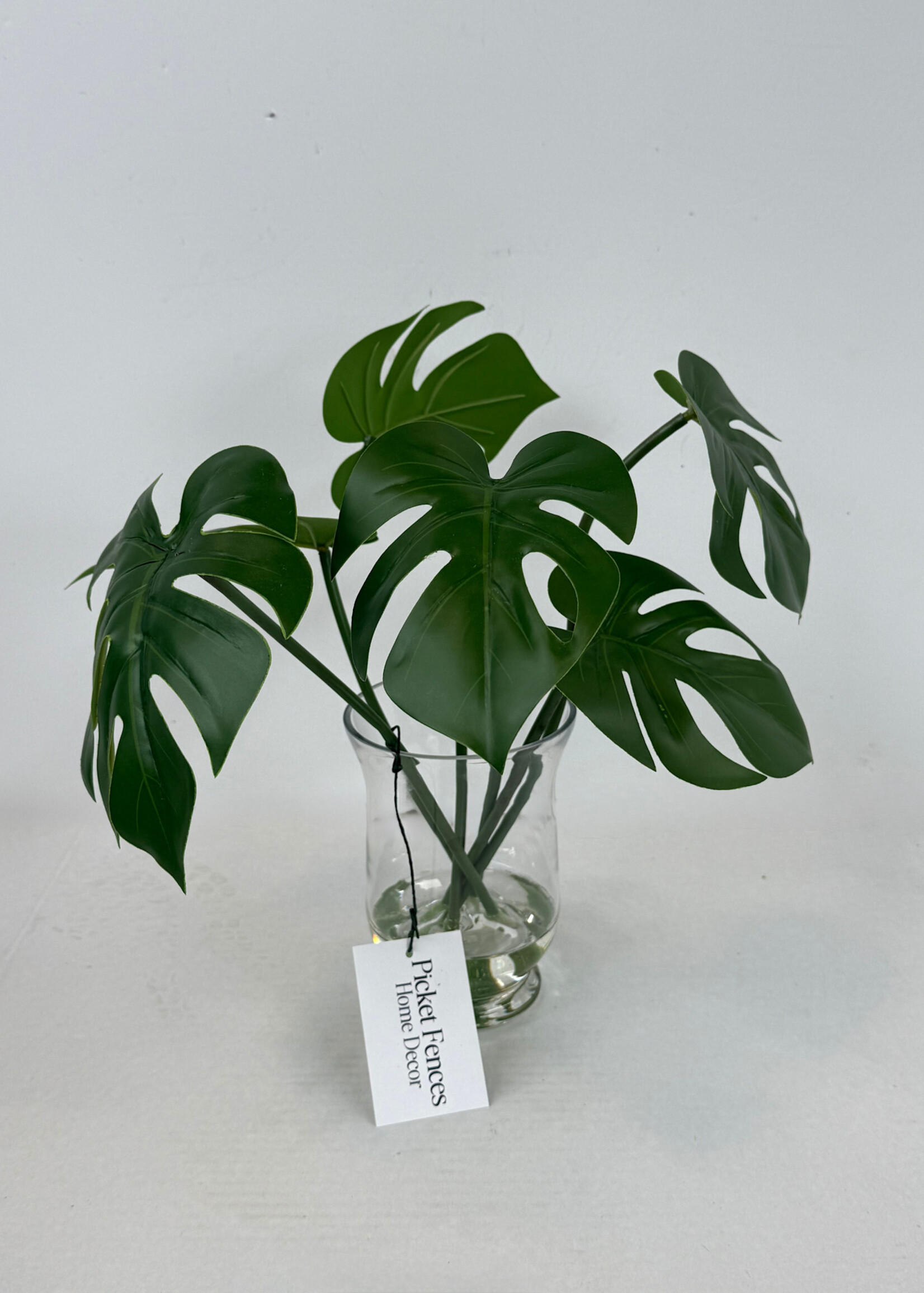 handcrafted floral Monstera Leaf Arrangement in Glass Vase