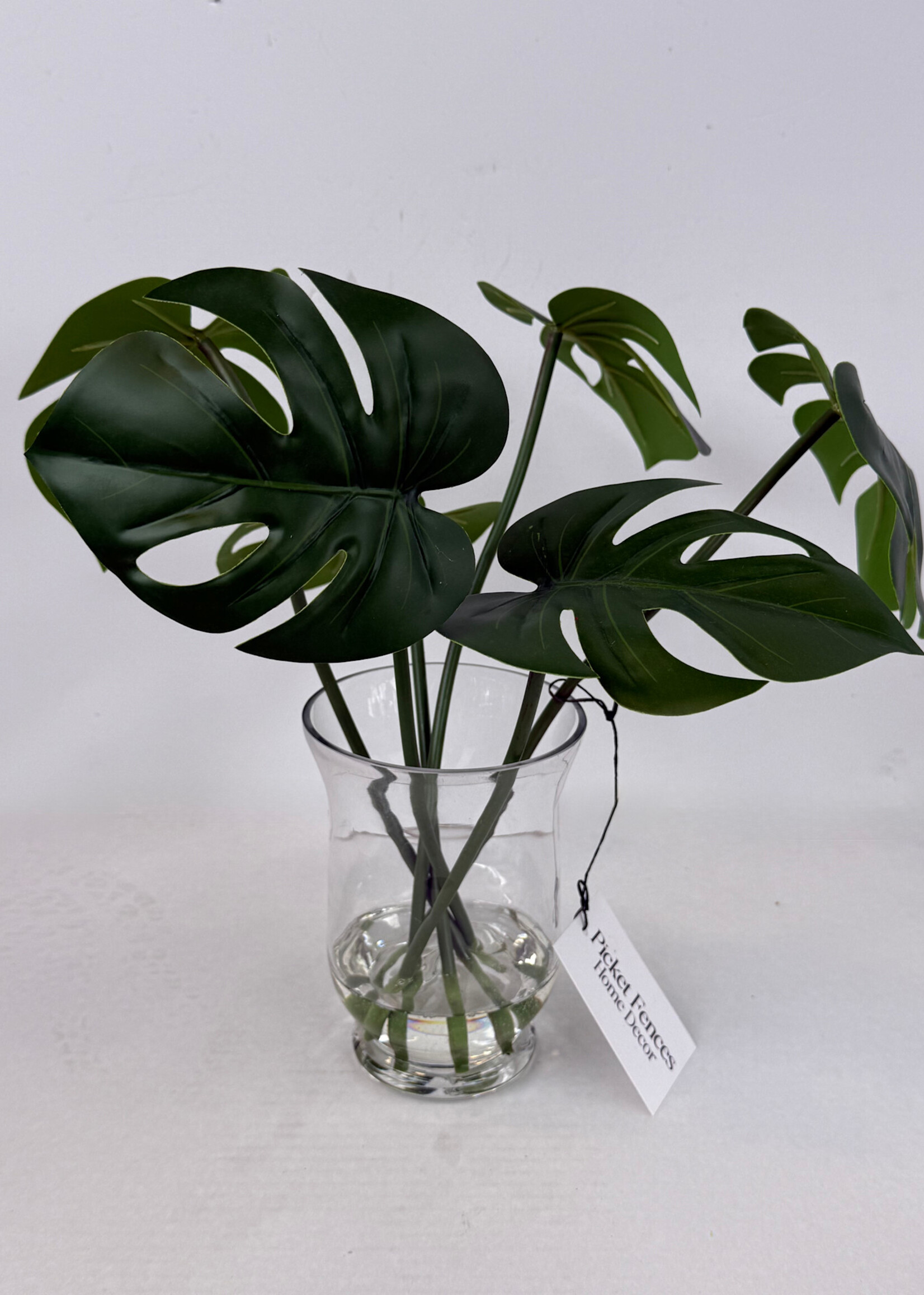 handcrafted floral Monstera Leaf Arrangement in Glass Vase