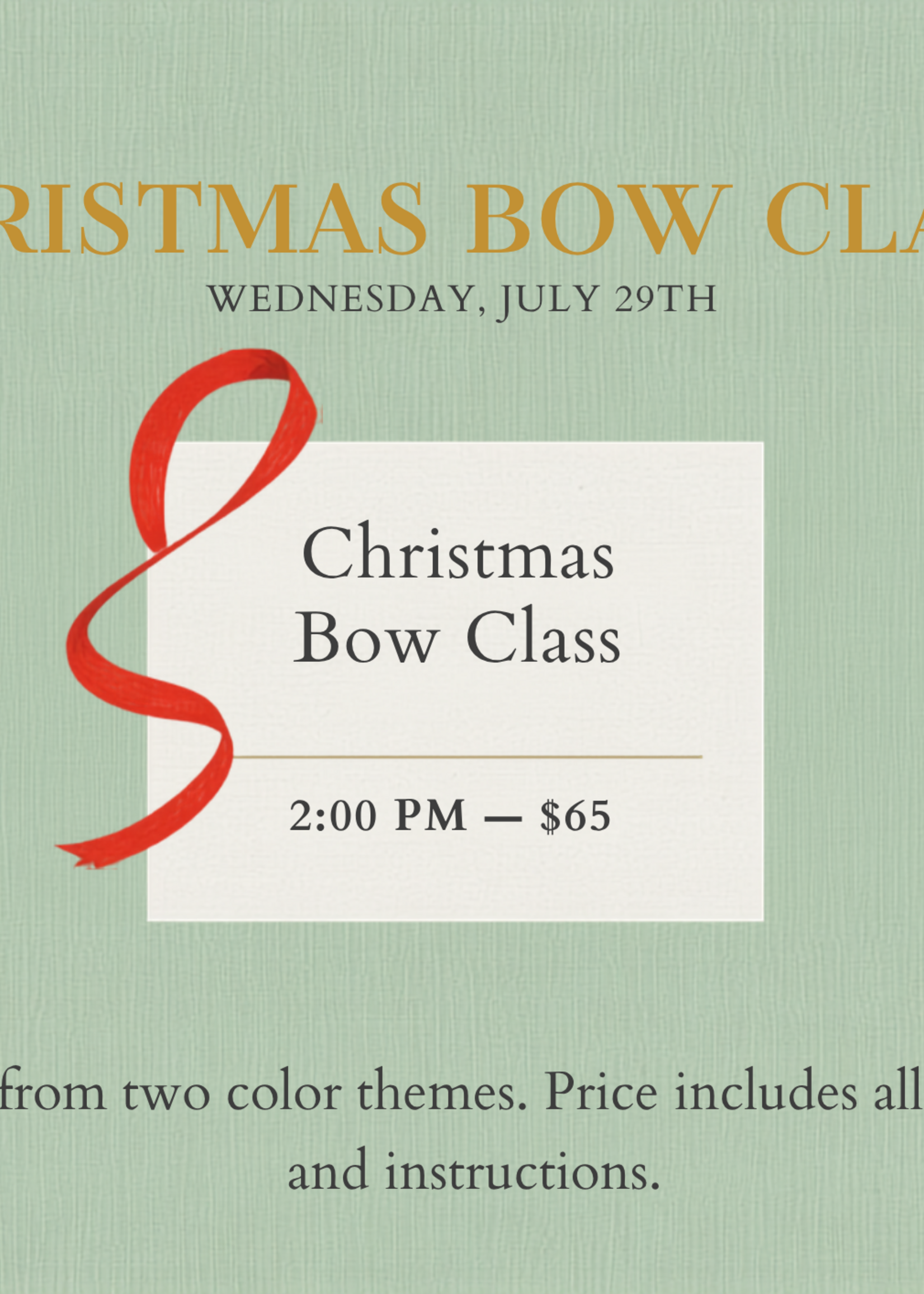Events Christmas In July Bow Class