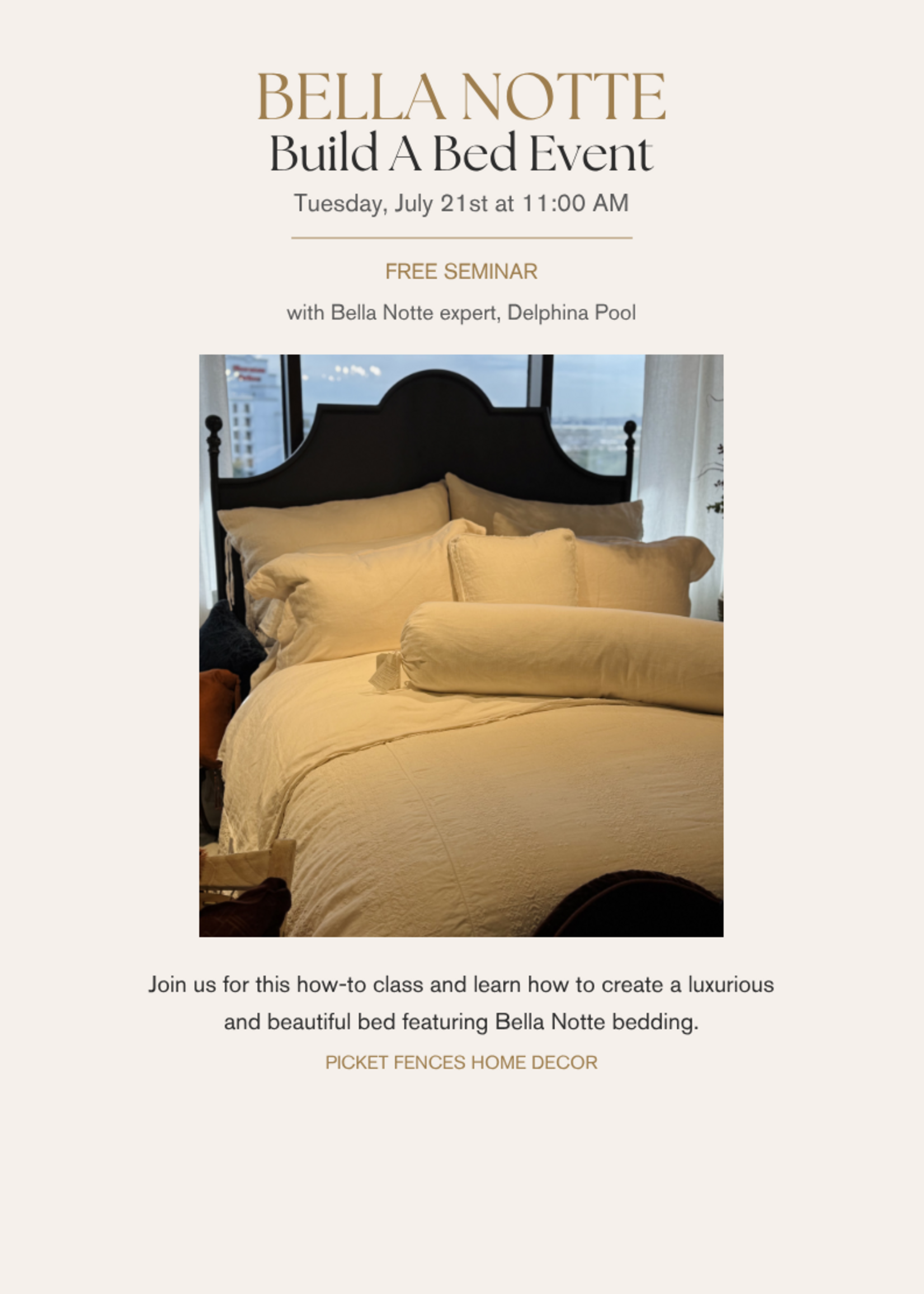 Events Bella Notte Build-a-Bed Seminar