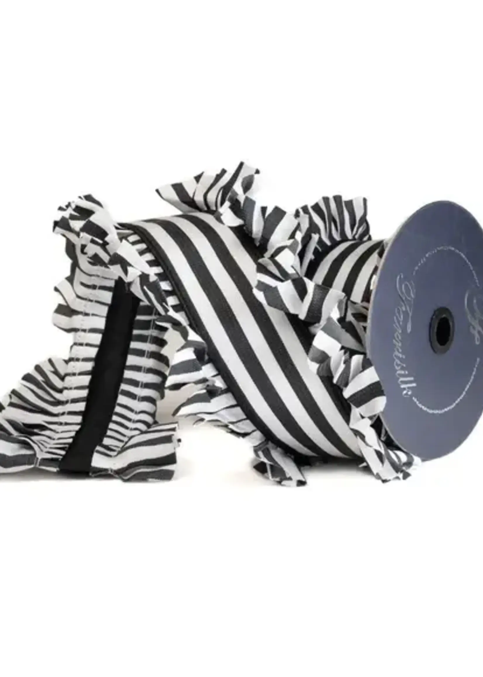 Farrisilk CANDY WRAP RUFFLE, BLACK AND WHITE, 4.5"X5YD