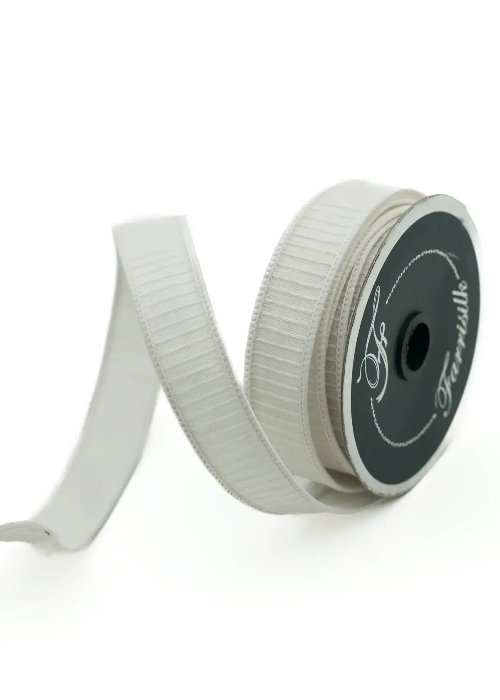 Farrisilk PLEATED METALLIC, WHITE, 1"X10YD