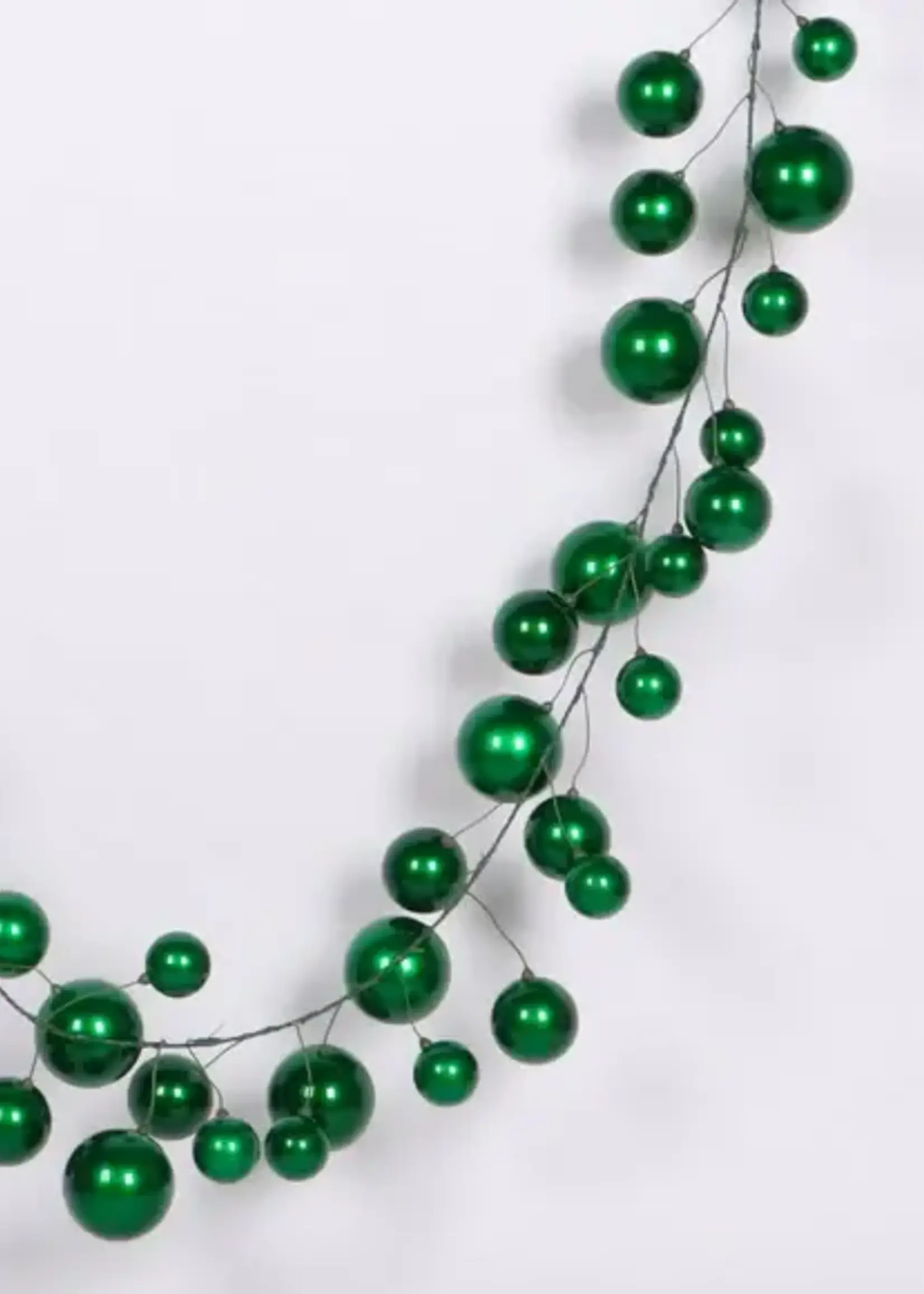 Farrisilk CANDY APPLE BALL GARLAND, EMERALD, 10'