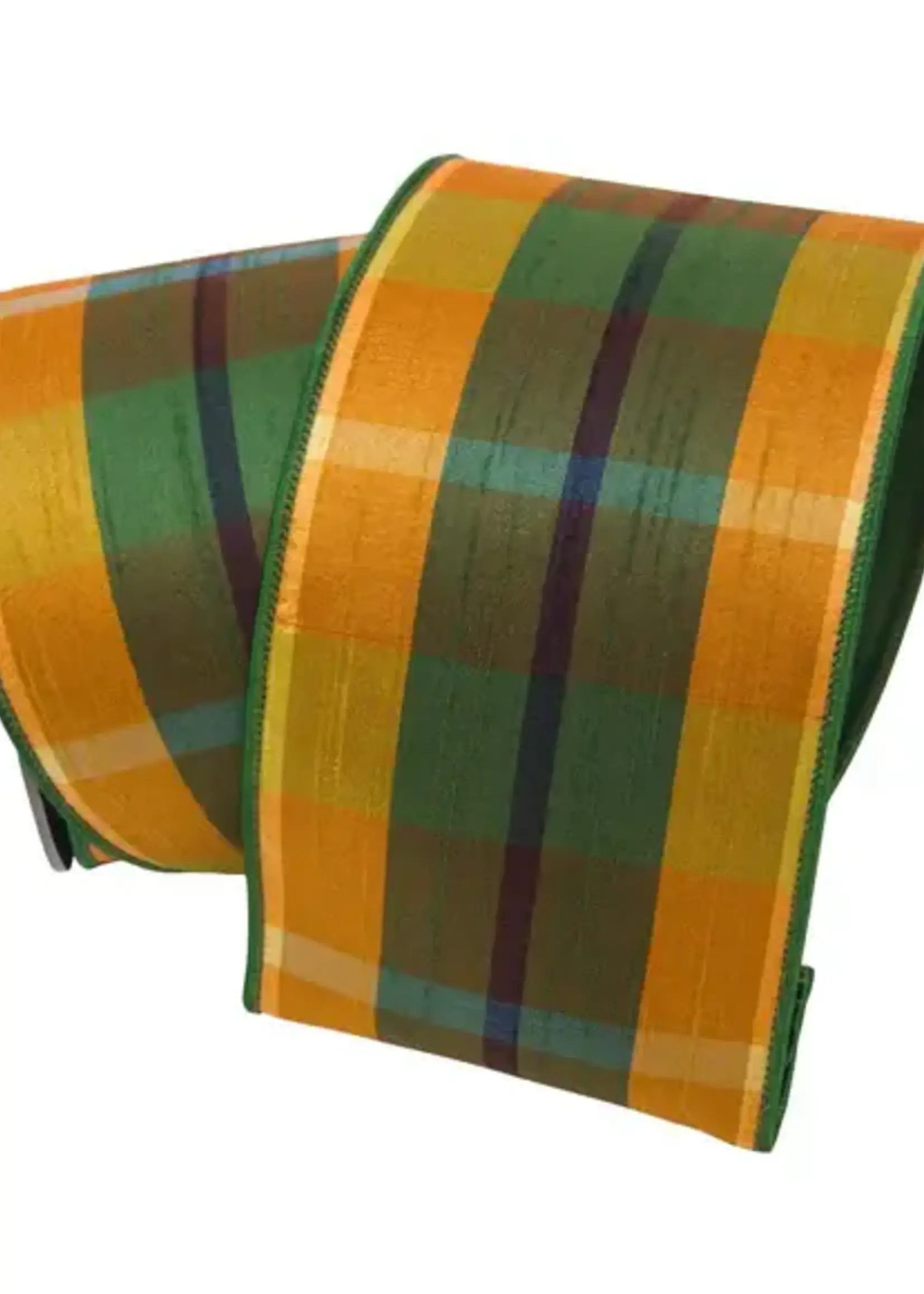 Farrisilk SIMPLY PLAID, GREEN RUST, 4"X10YD