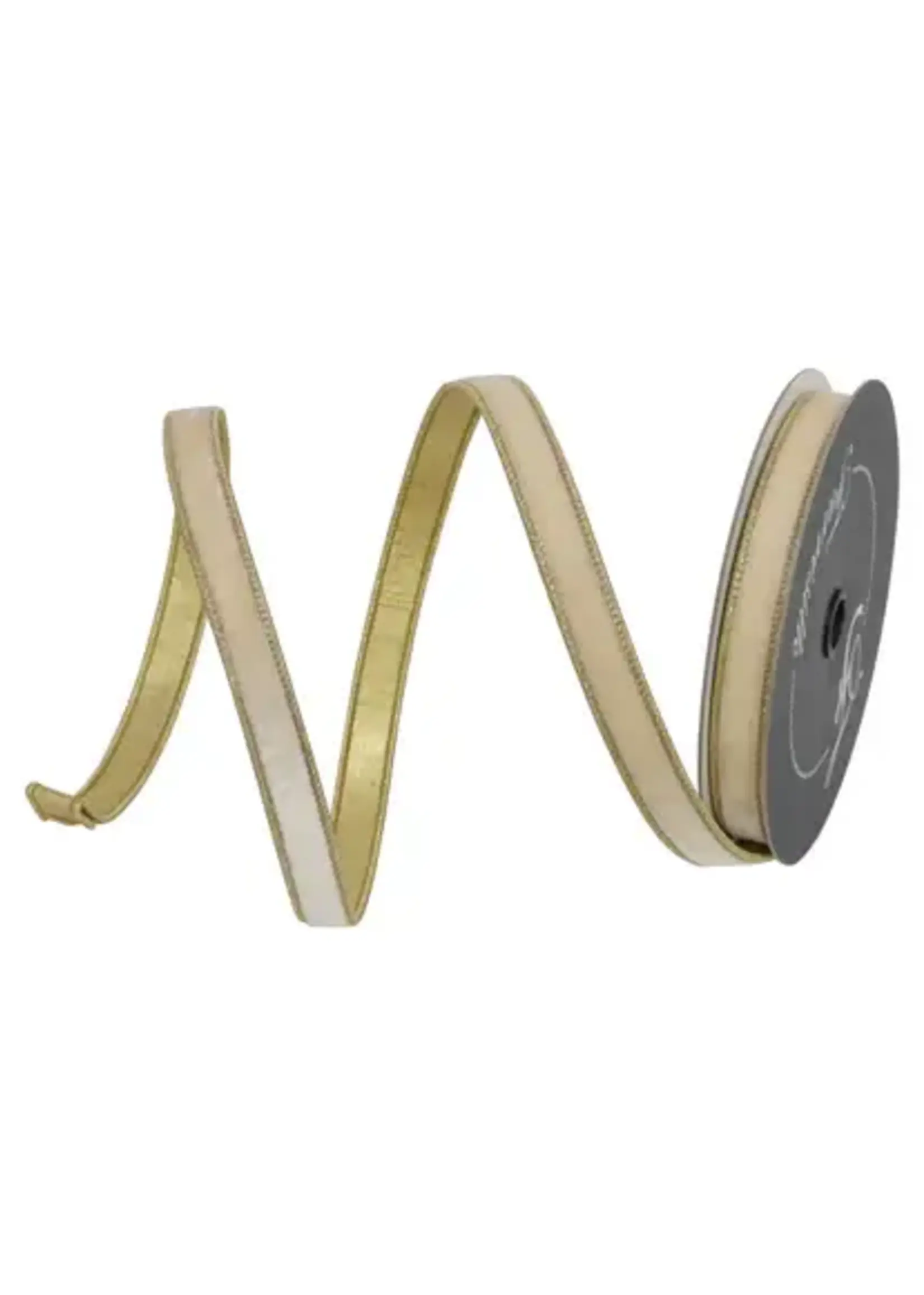 Farrisilk FLASHY VELVET RIBBON, CREAM, 1"X10YD