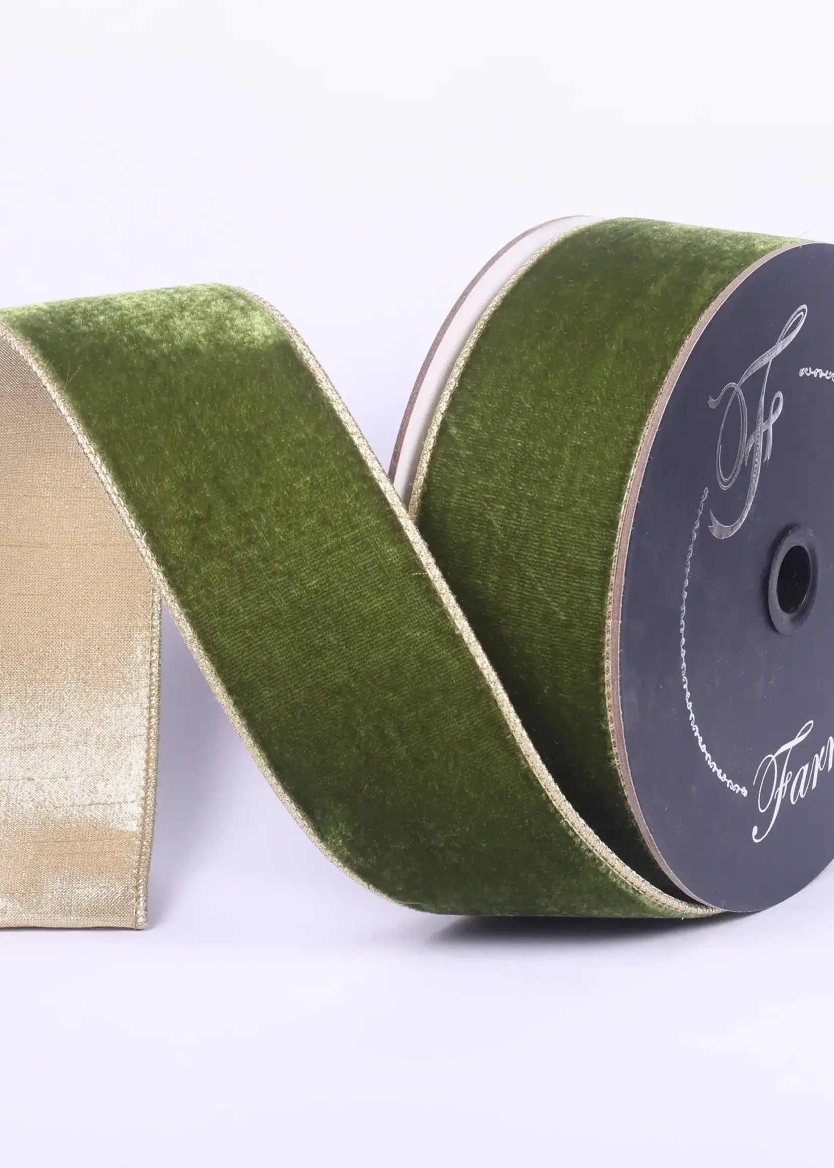 Farrisilk FLASHY VELVET RIBBON, FOREST GREEN, 2.5"X10YD