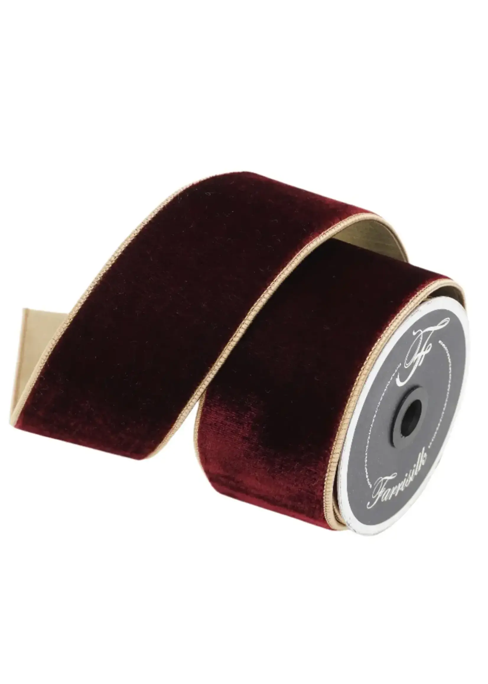 Farrisilk 2 TONE VELVET, BURGUNDY AND GOLD, 2.5"X10YD