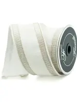 Farrisilk Farrisilk - PLEATED BORDERS,WHITE AND PLATINUM,2.5"X10YD - RK299-43