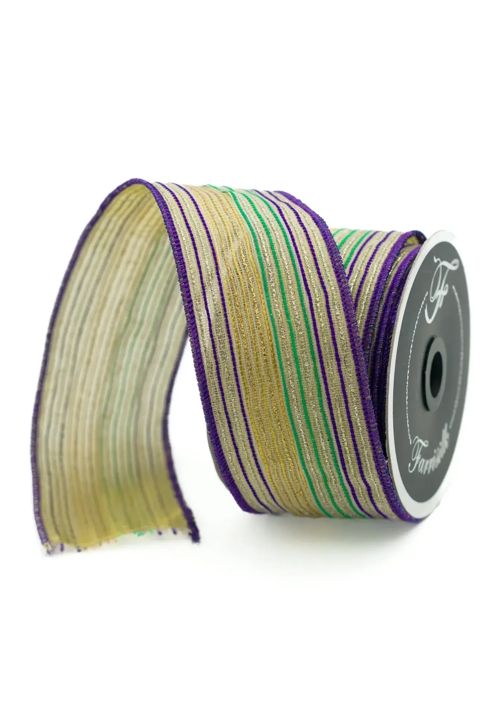 Farrisilk TINSEL STRIPES, MARDI GRAS, 2"X10YD