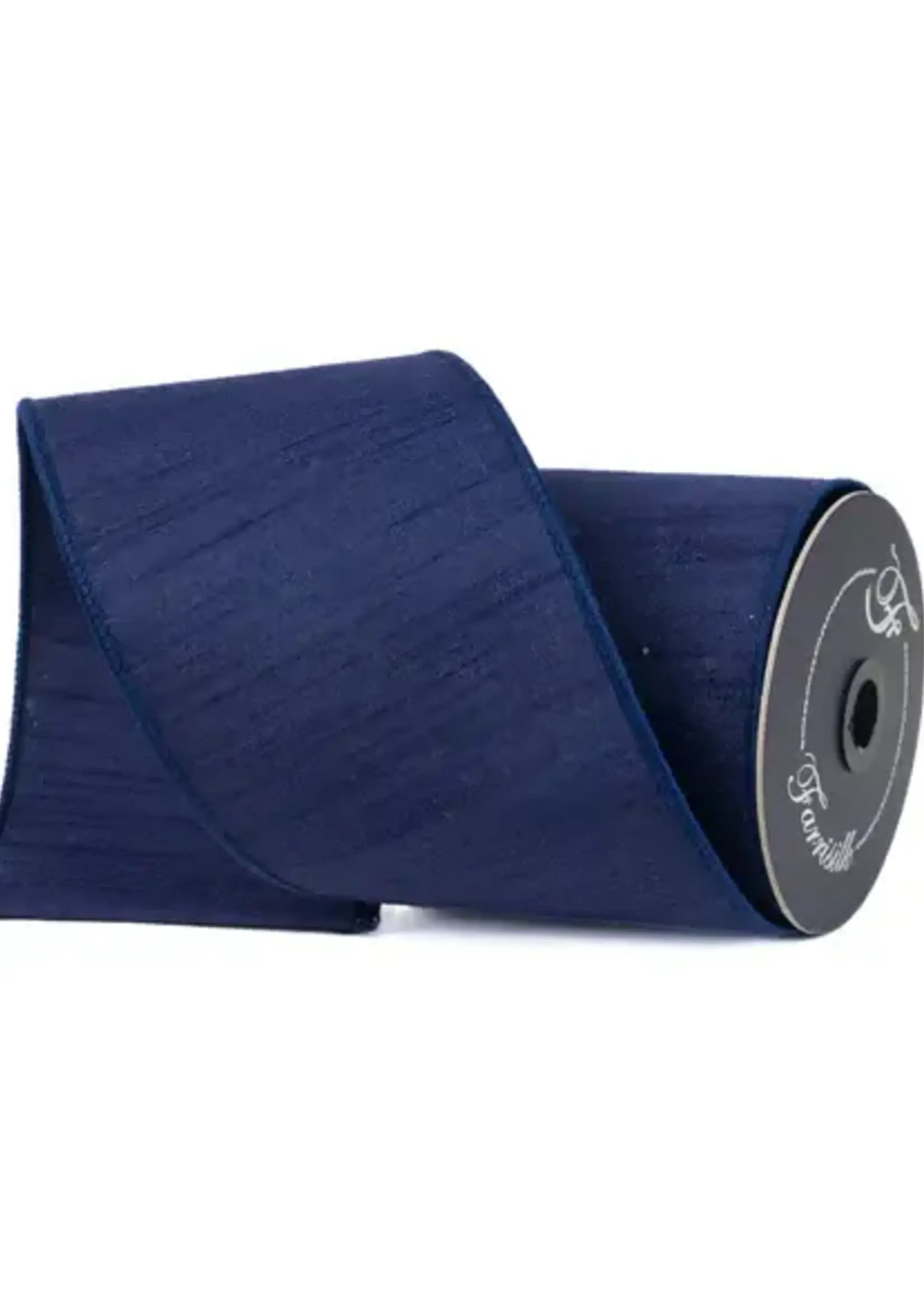 Farrisilk DUPION RIBBON, NAVY, 4"X10YD