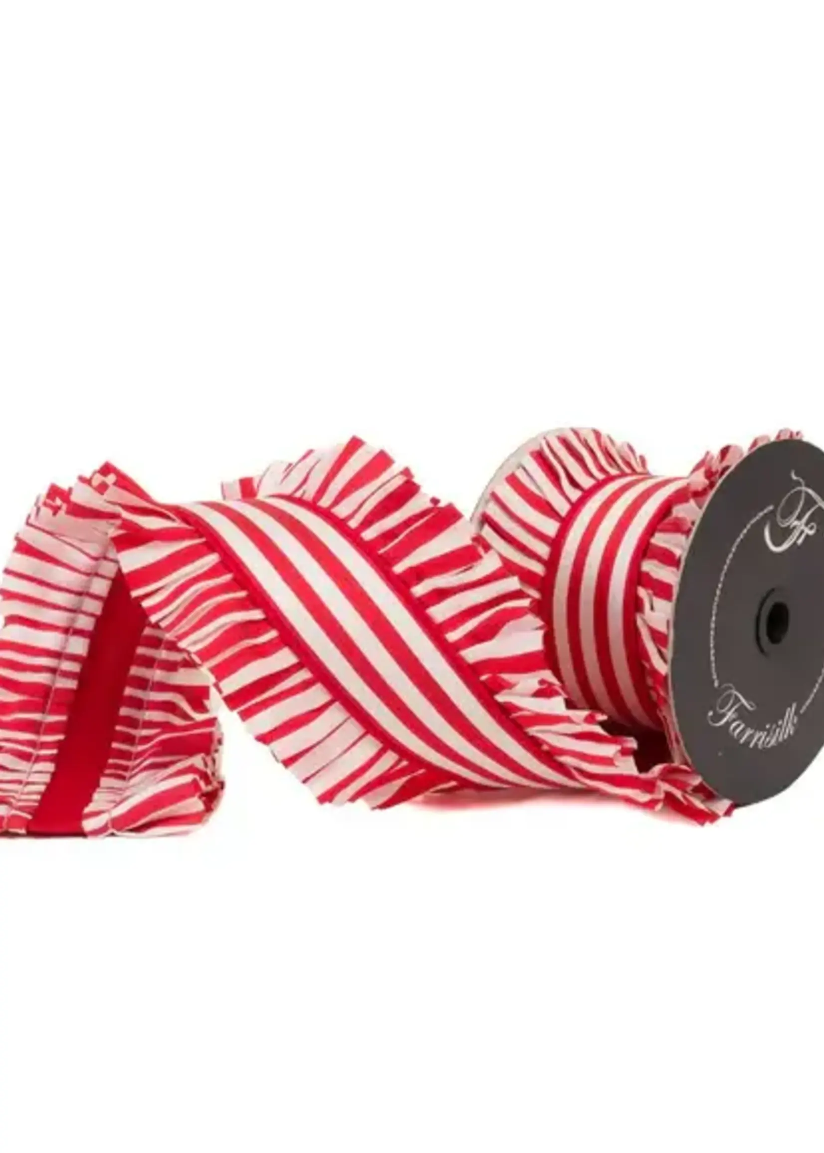 Farrisilk CANDY WRAP RUFFLE, RED AND WHITE, 4.5"X5YD