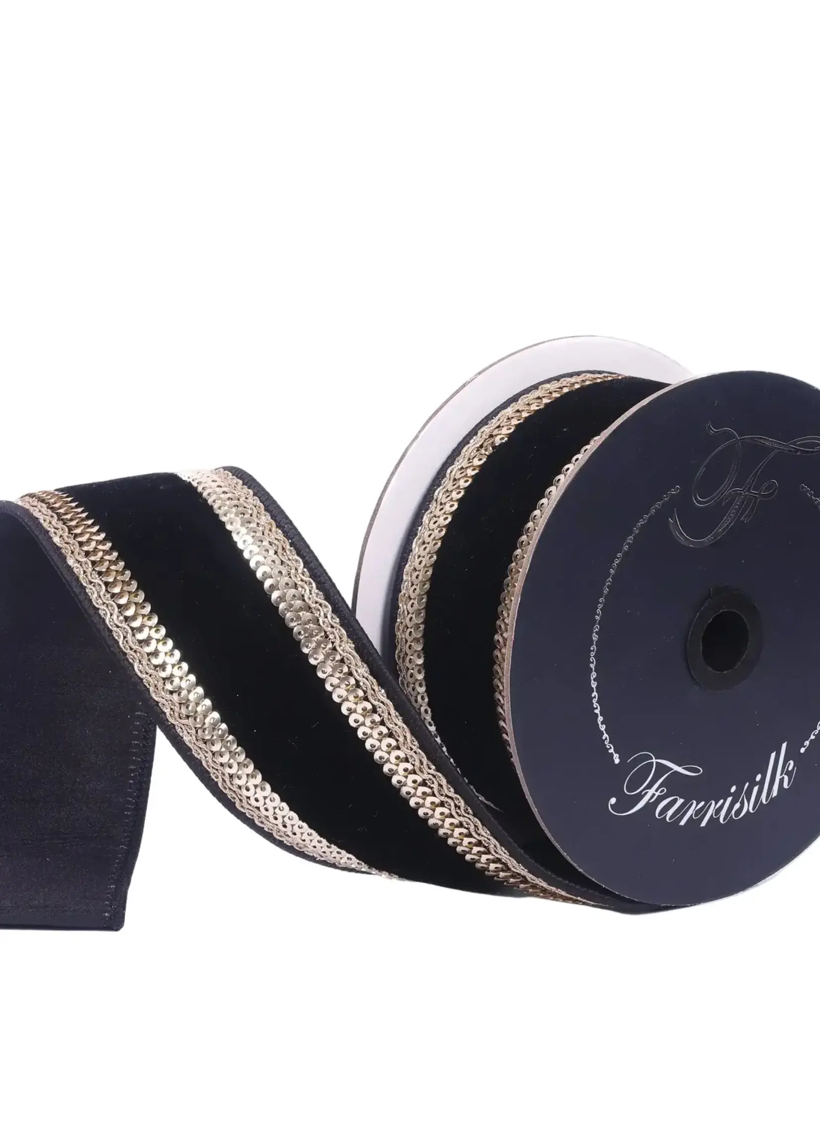 Farrisilk CHATEAU NOEL, BLACK, 2.5"X10YD