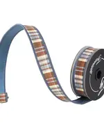 Farrisilk Farrisilk - CHRISTMAS PLAID,STEEL BLUE CHOCOLATE,1"X10YD - RM001-03