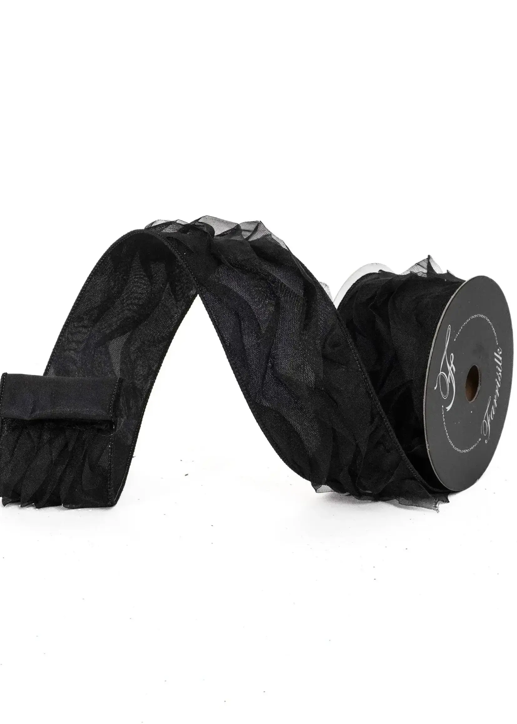 Farrisilk TULLE RIBBON, BLACK, 2.5"X10YD