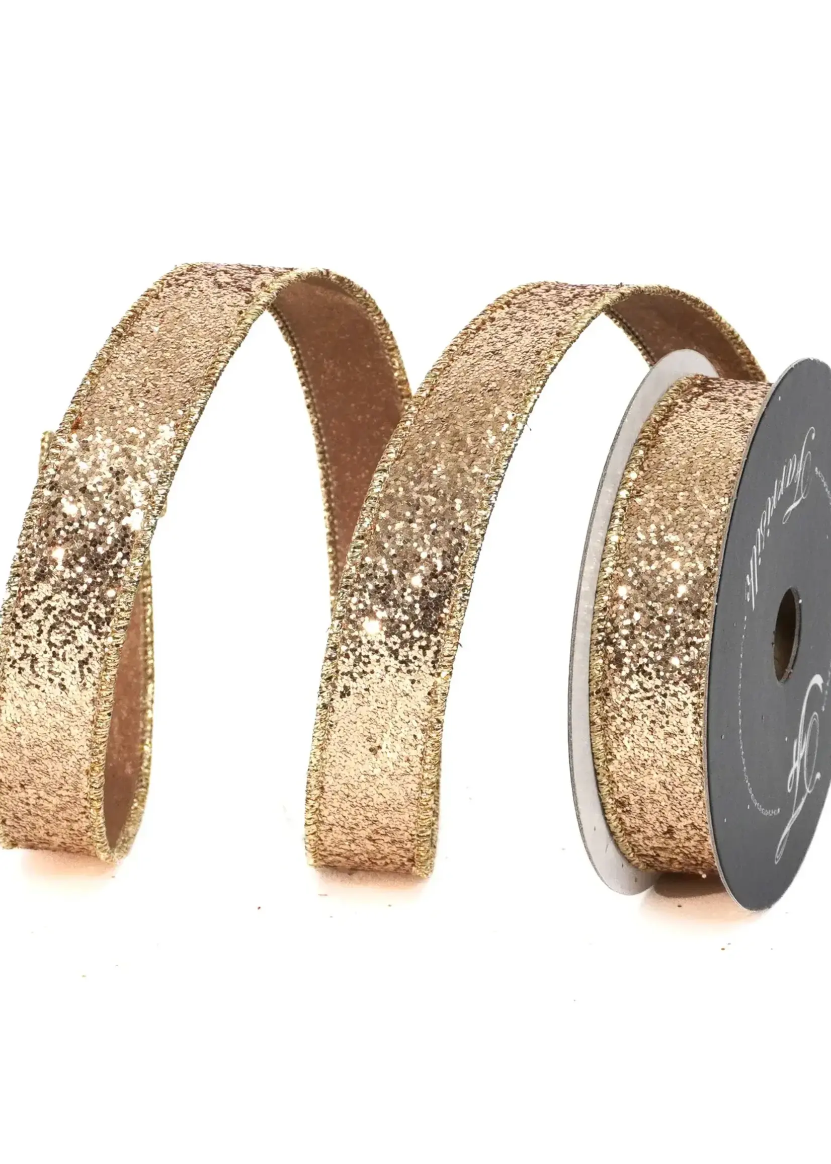 Farrisilk GLITTER MAGIC RIBBON, CHAMPAGNE, 1"X10YD