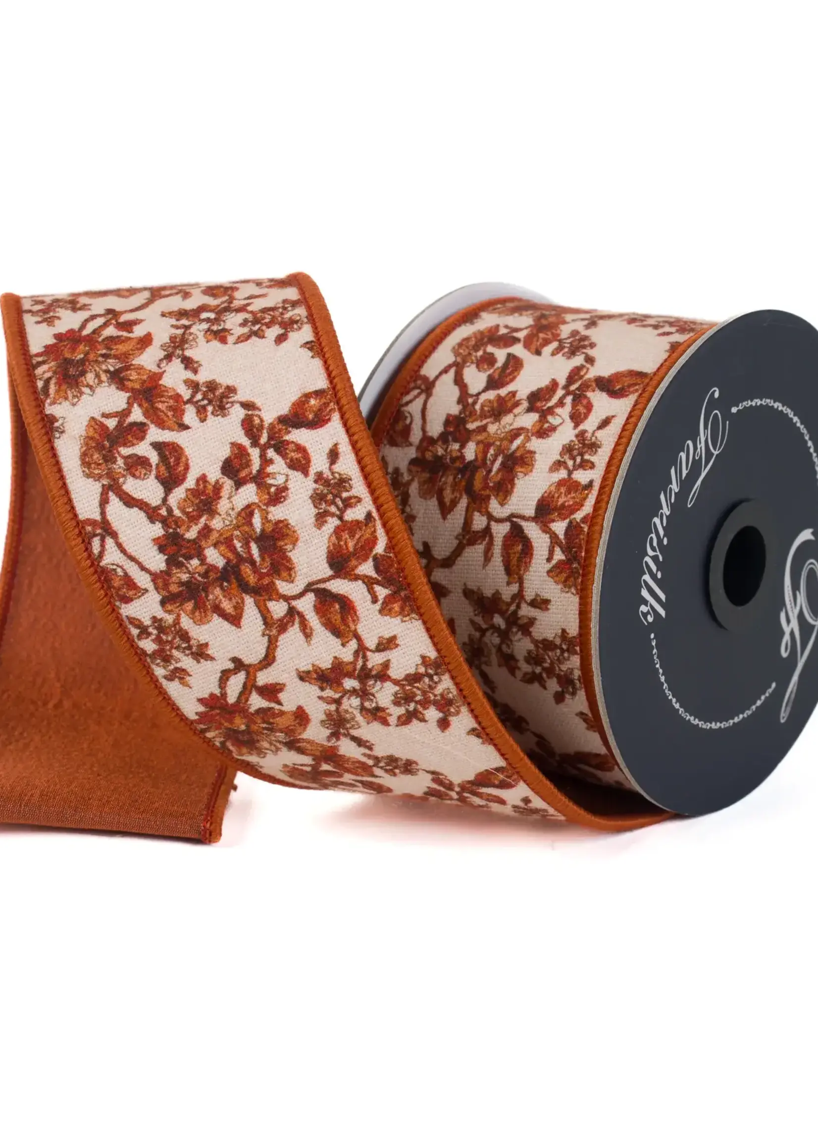 Farrisilk BLOSSOM TOILE RIBBON, CHOCOLATE, 2.5"X10YD