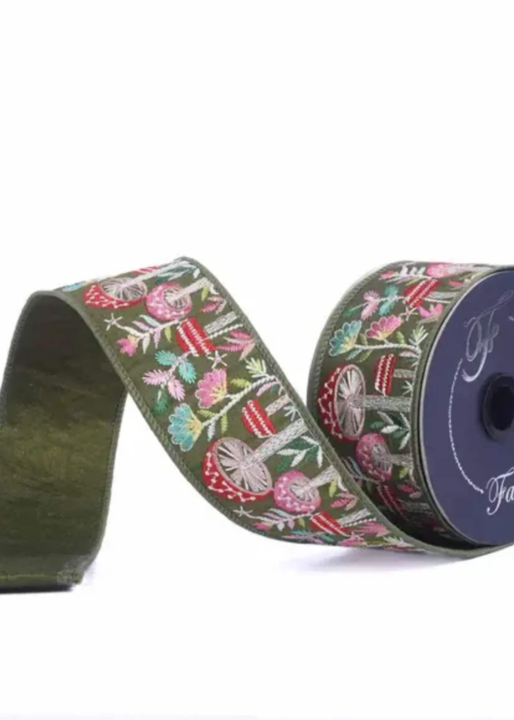 Farrisilk MUSROOM GARDEN RIBBON, MULTI, 2"X5YD