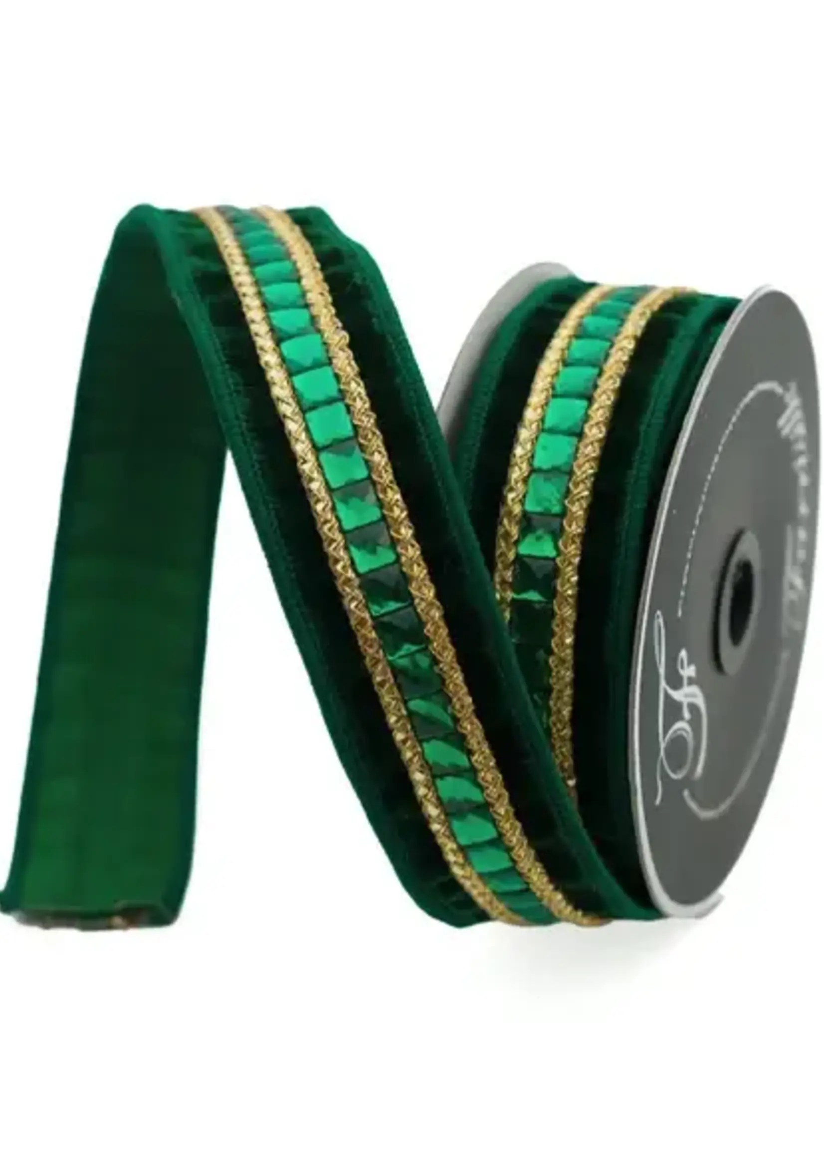 Farrisilk GEMSTONES RIBBON, EMERALD, 1.5"X5YD