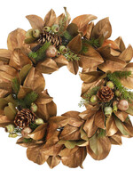Winward MAGNOLIA LEAF/HYDRANGEA WREATH 24'' GOLD & GREEN