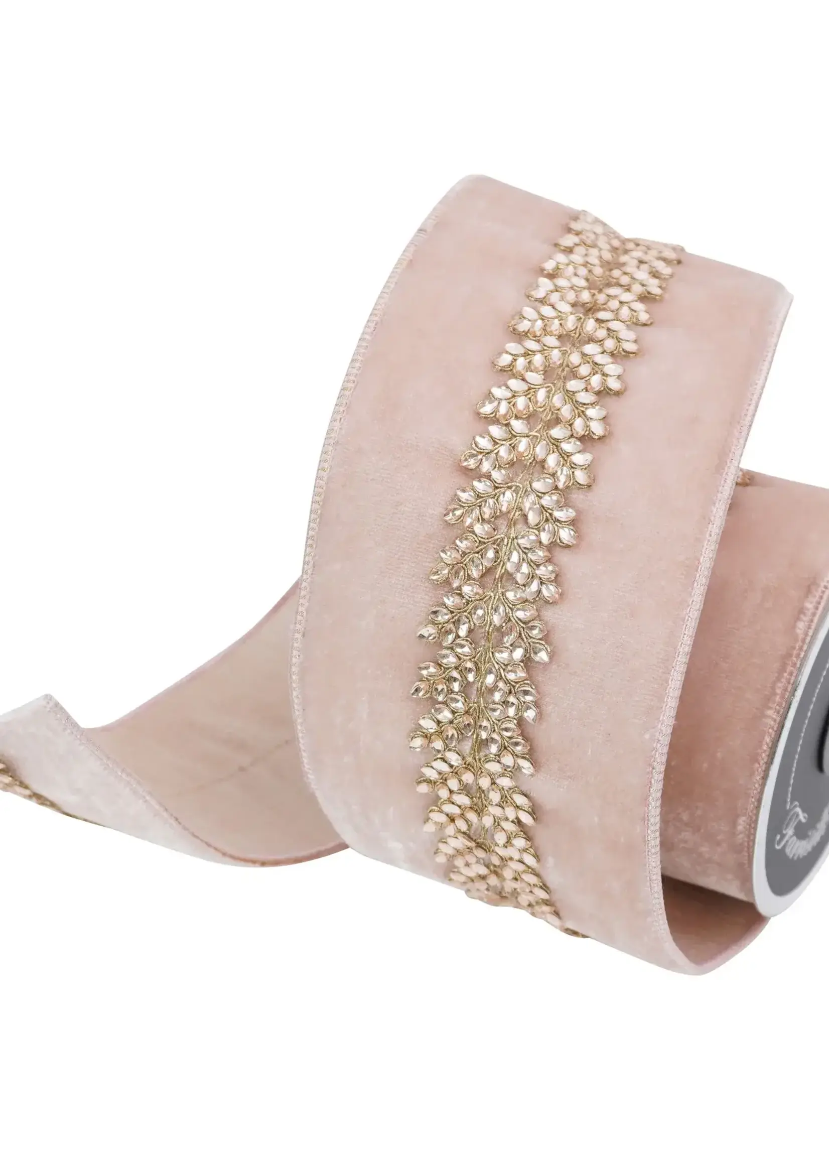 Farrisilk ROYAL VINE RIBBON, BLUSH, 4"X5YD
