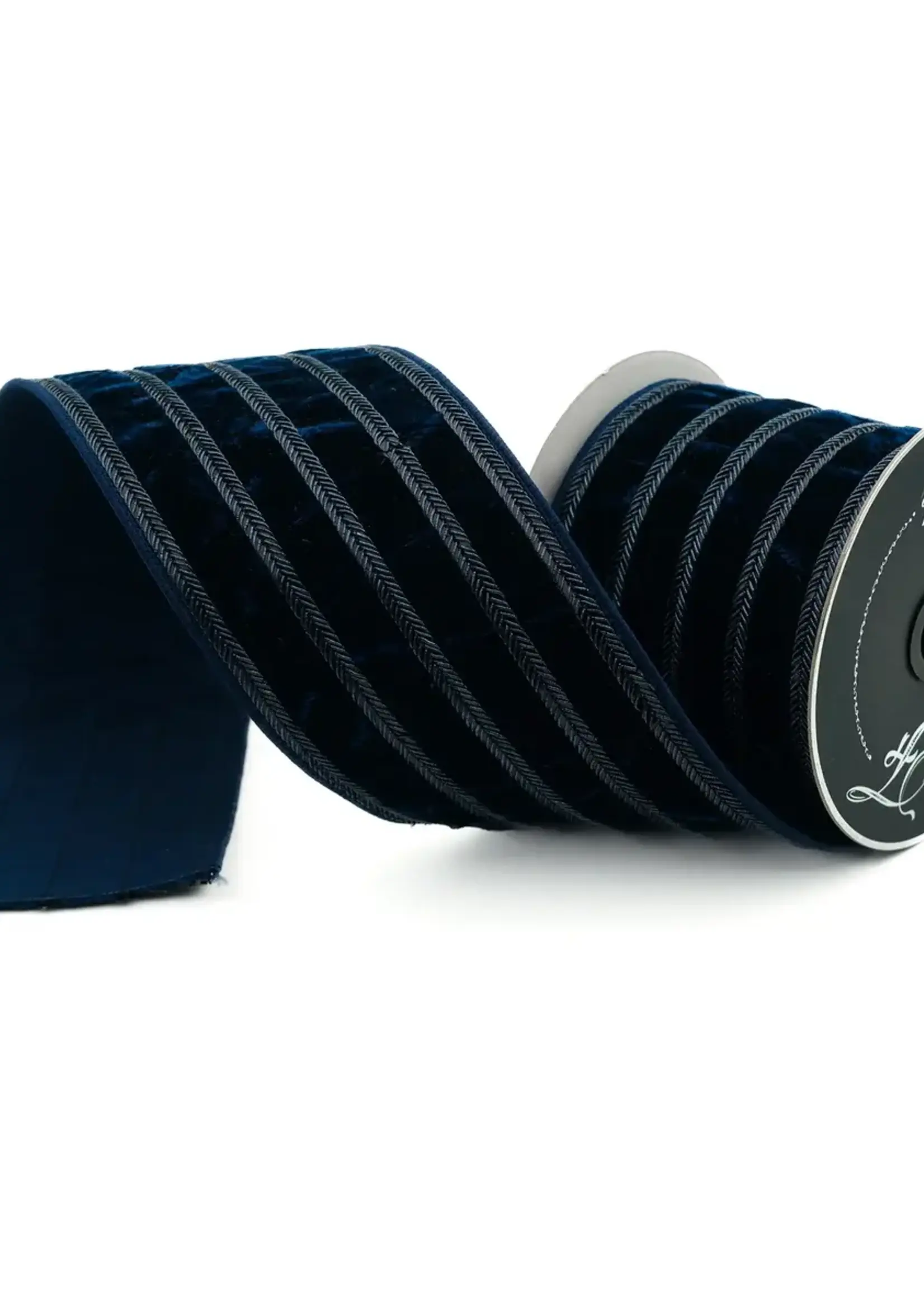 Farrisilk RITZY VELVET RIBBON, NAVY, 4"X5YD