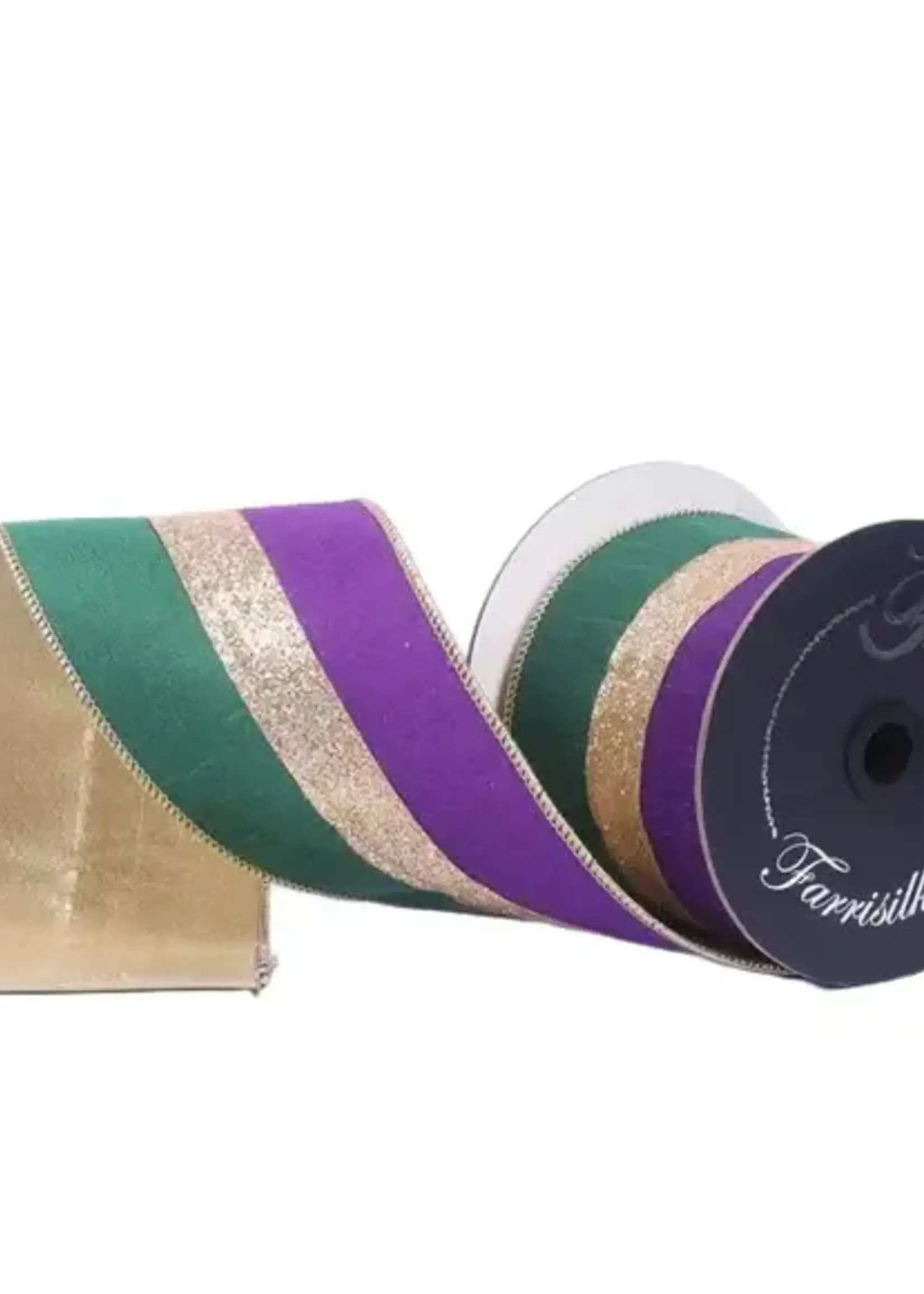 Farrisilk CLASSIC GLITZ RIBBON, MARDI GRAS, 4"X10YD