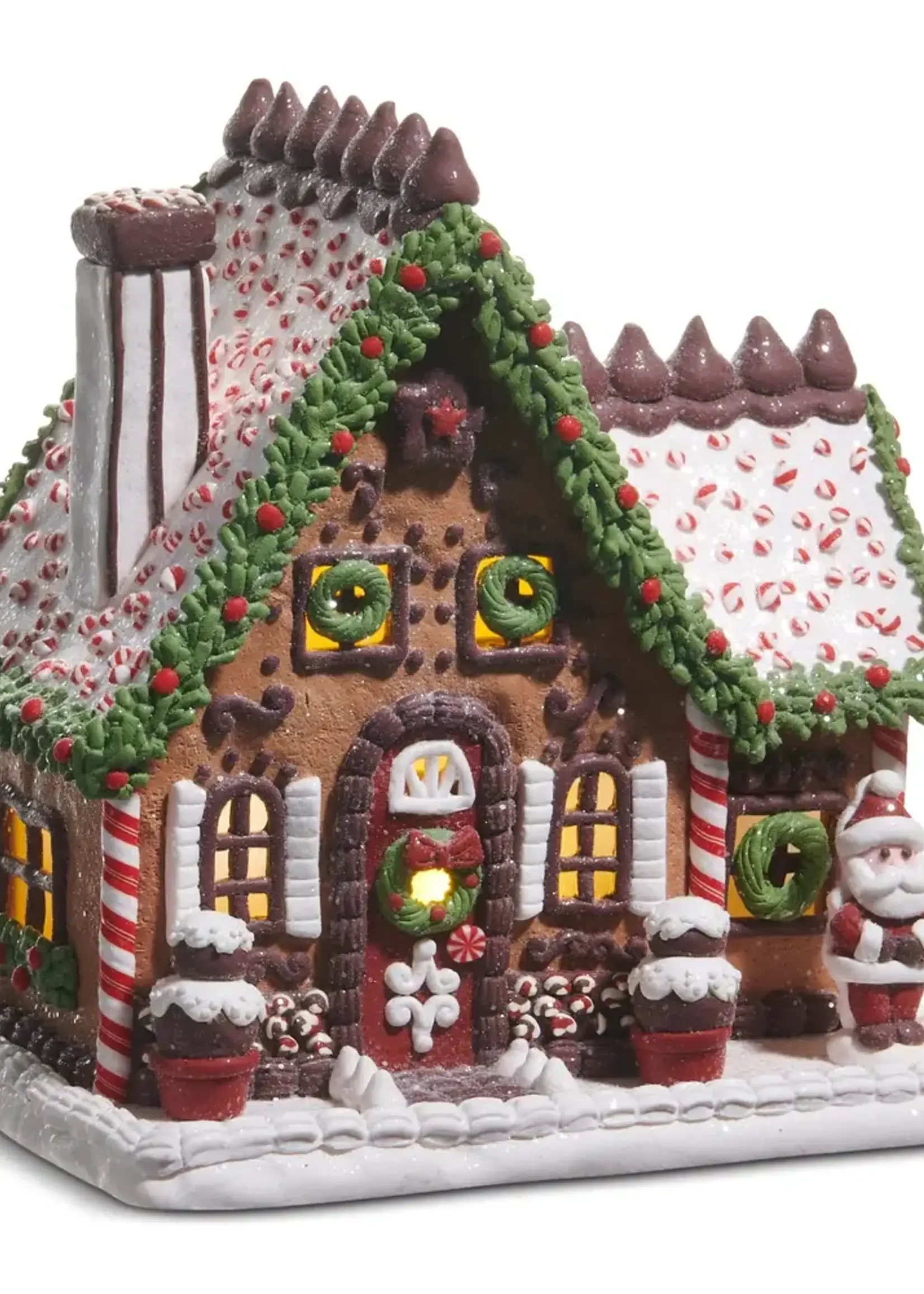 RAZ Imports 9" Lighted Chocolate Frosted Gingerbread House
