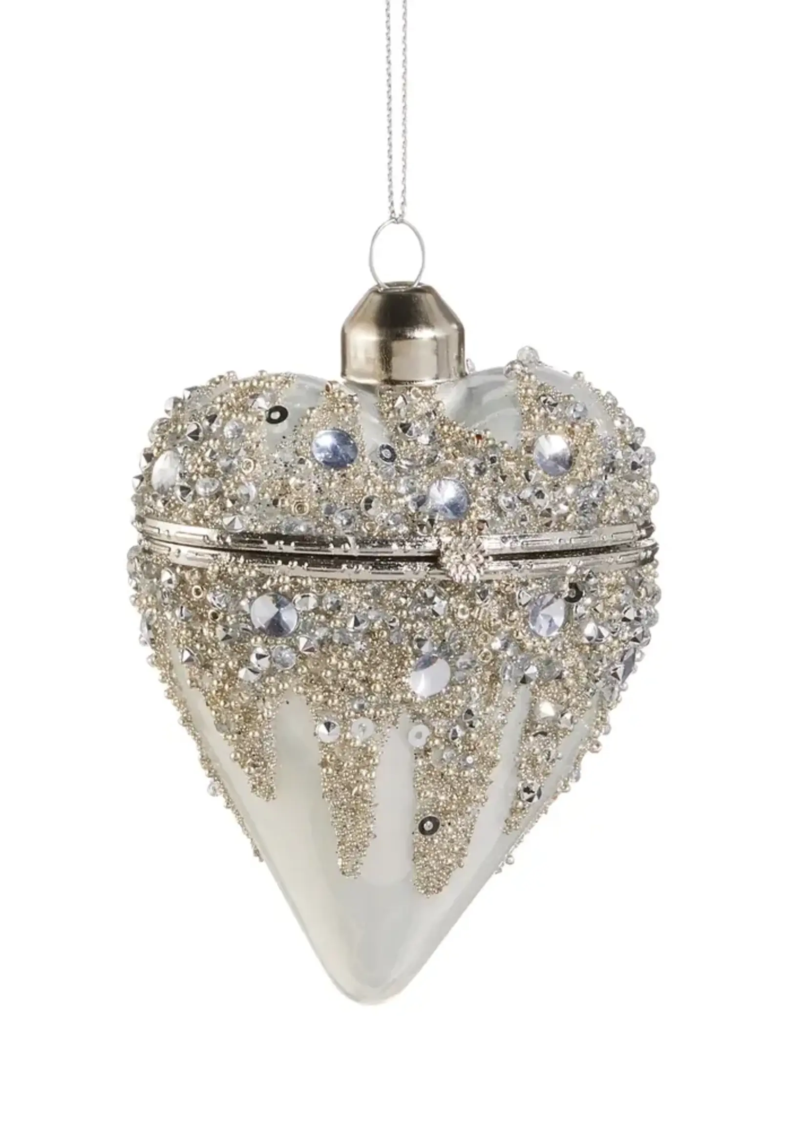RAZ Imports 3.5" White Heart Box Ornament