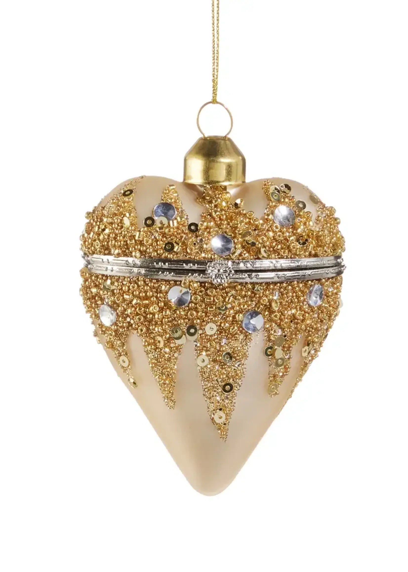 RAZ Imports 3.5" Champagne Gold Heart Box Ornament