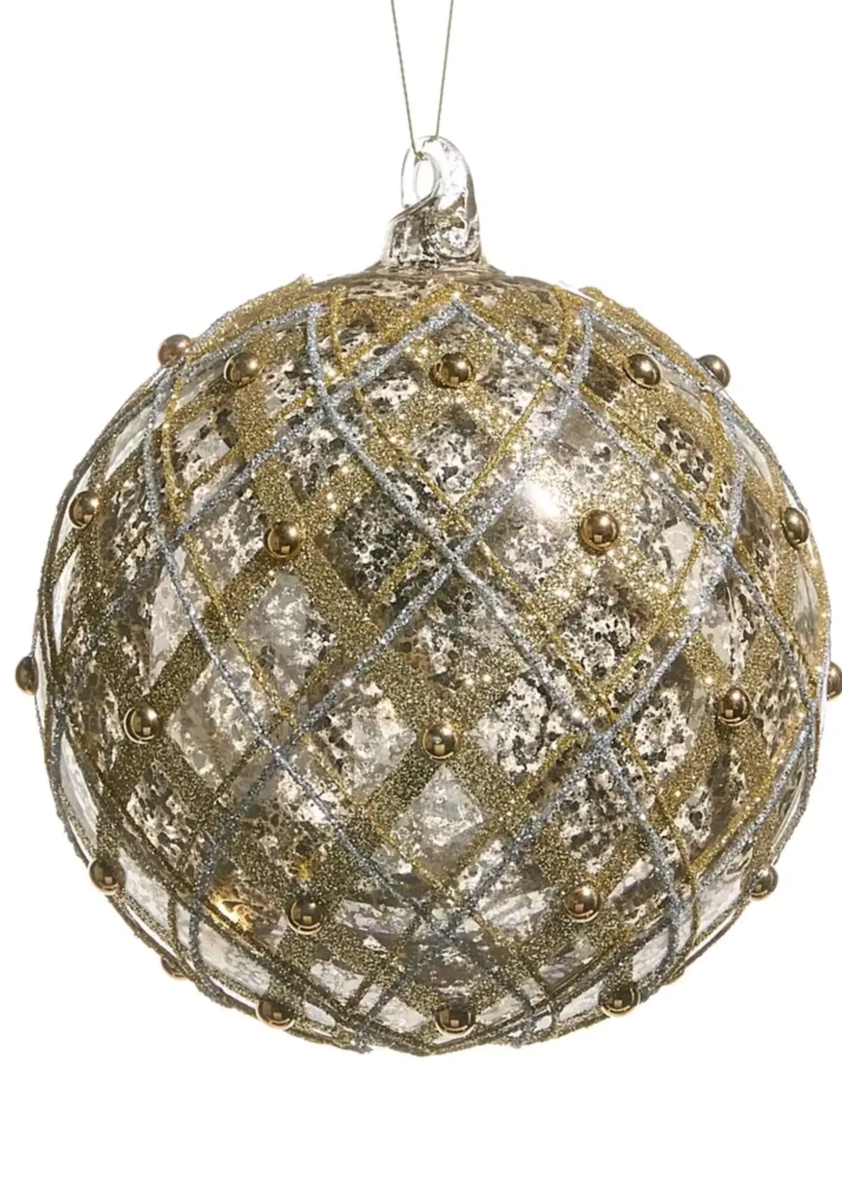 RAZ Imports 6" Silver and Gold Mercury Glass Ball Ornament