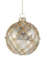 RAZ Imports RAZ - 4" Silver and Gold Mercury Glass Ball Ornament - 4524949