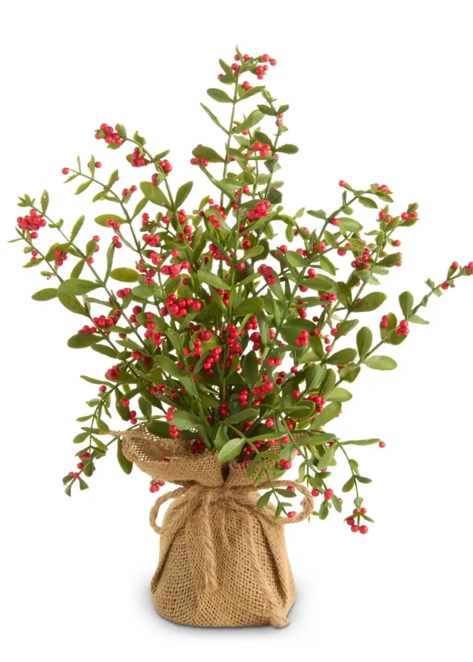 RAZ Imports 18" Red Berry Tree in Burlap Bag