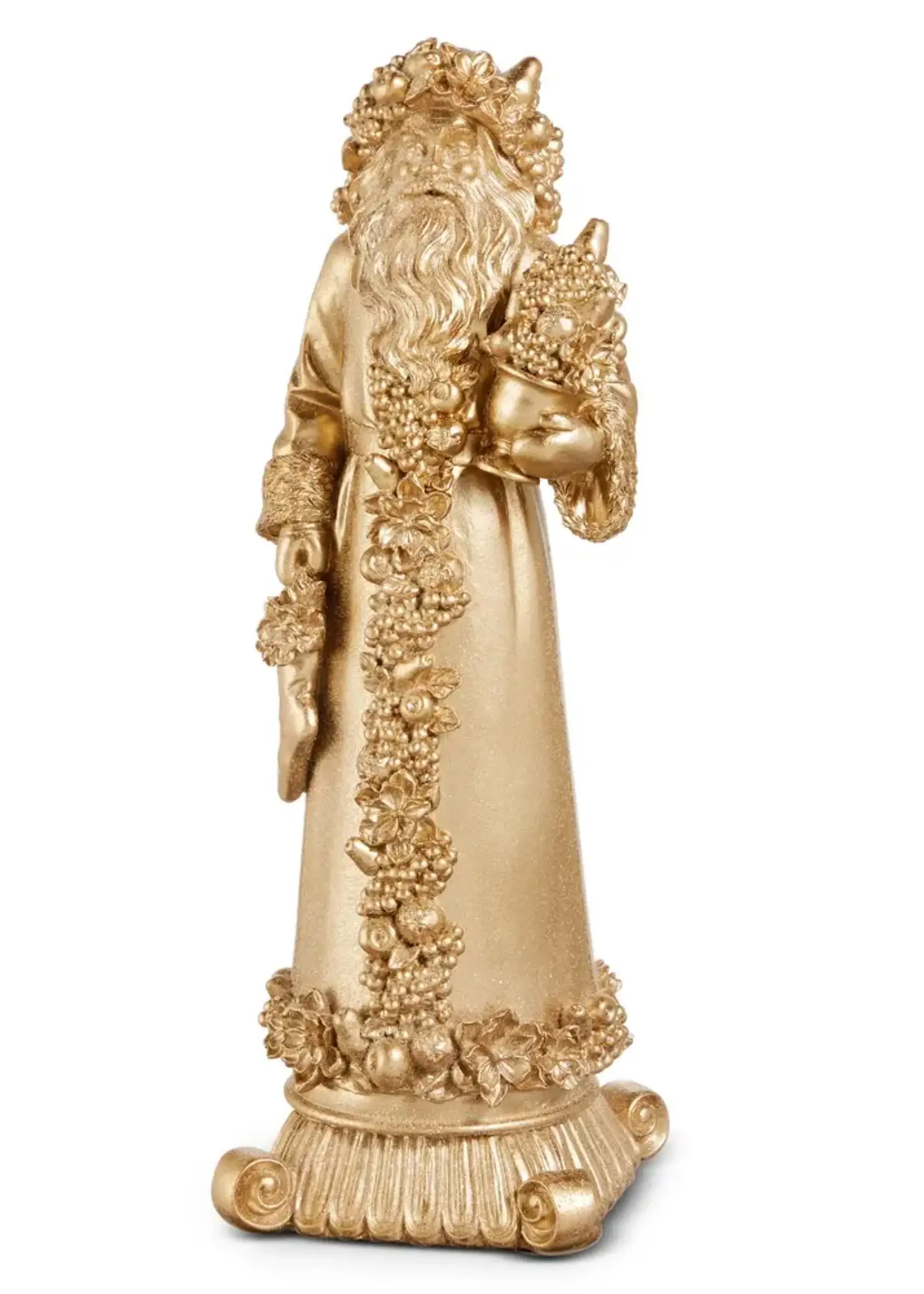 RAZ Imports 14" Gold Holiday Harvest Santa on Pedestal
