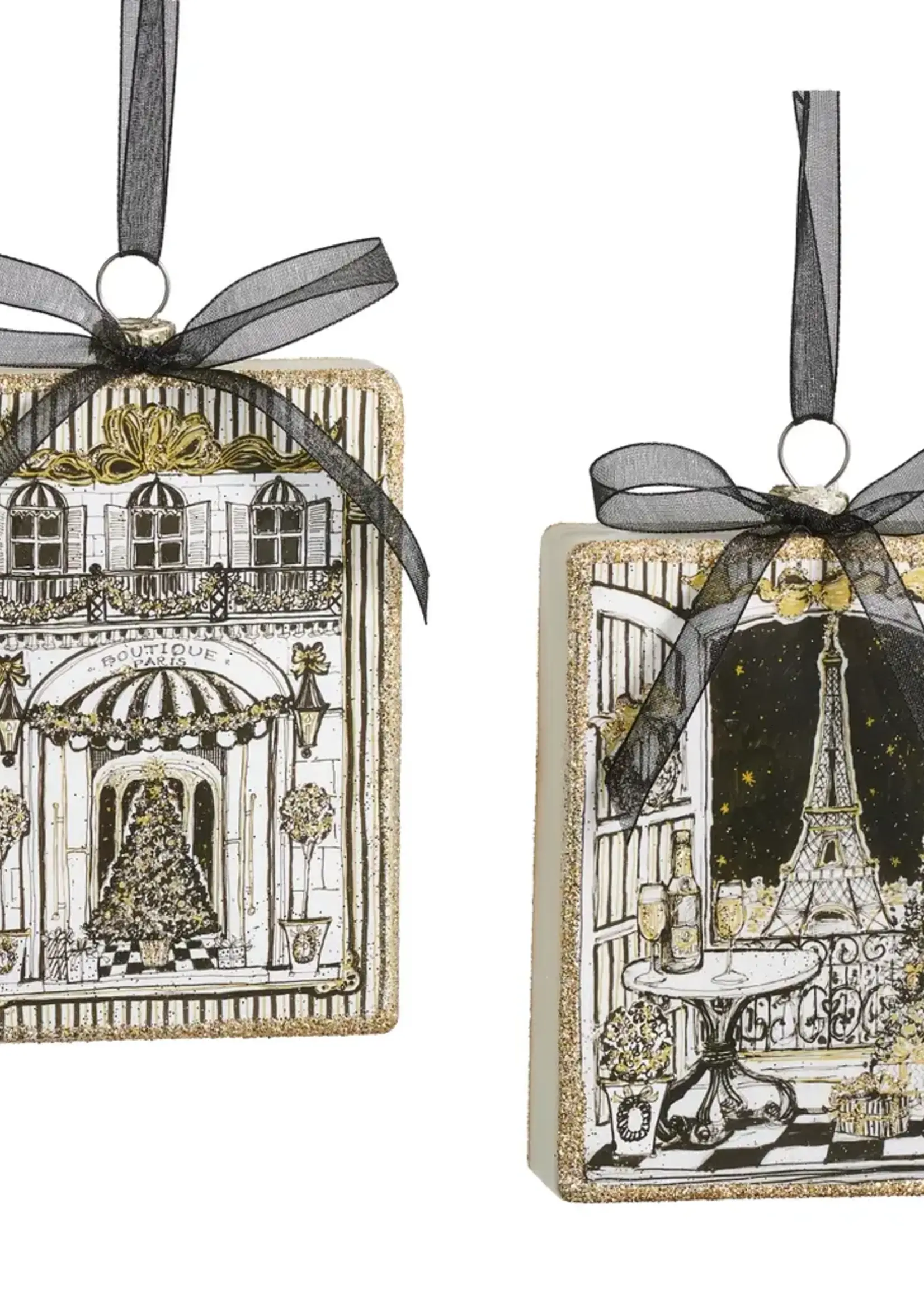 RAZ Imports Holiday in Paris Rectangle Ornament