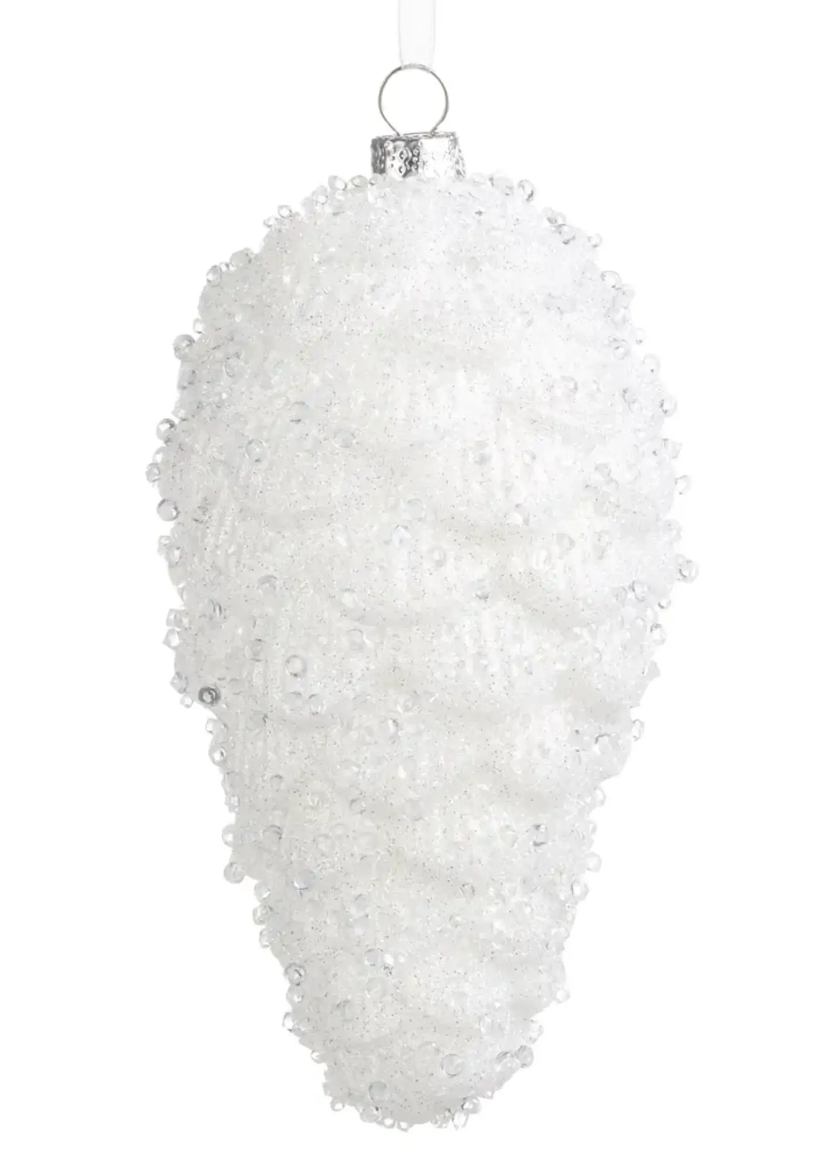 RAZ Imports 7" White Crystal Pinecone Ornament