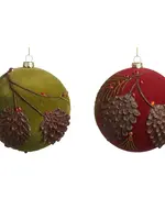 RAZ Imports RAZ - 5" Flocked Glitter Pinecone Ball Ornament - 4624993