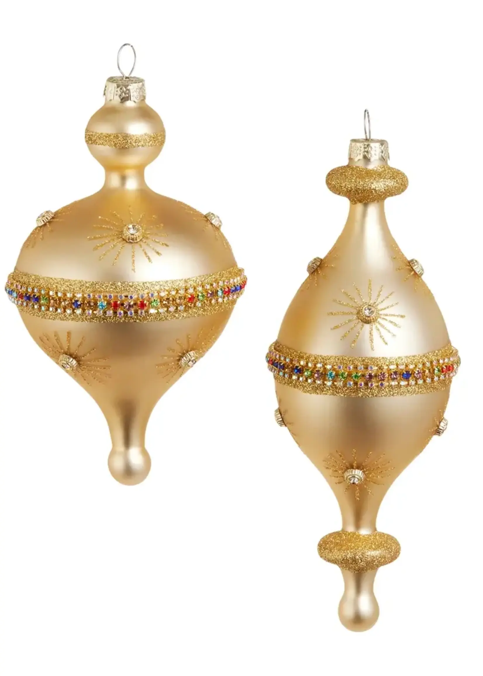 RAZ Imports 7.5" Gold and Jewel Finial Ornament