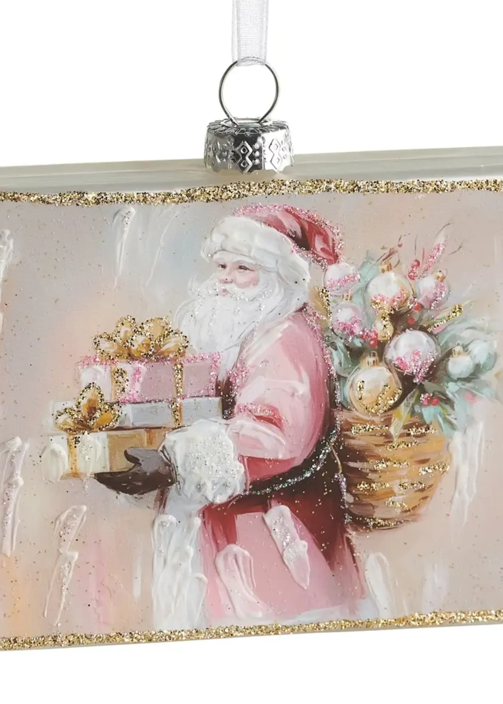 RAZ Imports Twilight Tidings Santa Rectangle Ornament