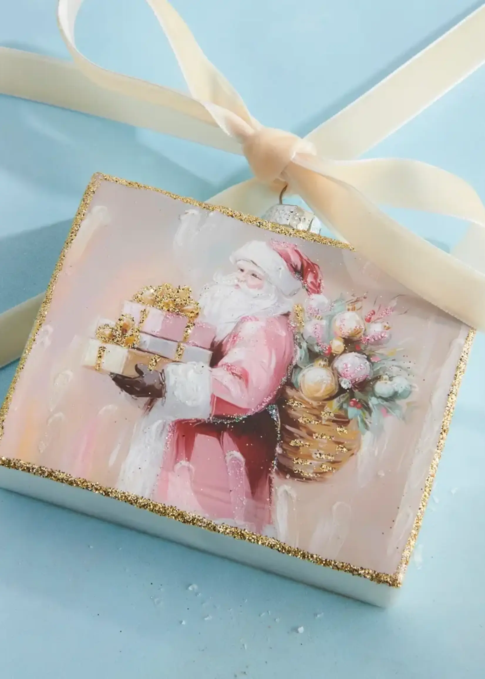 RAZ Imports Twilight Tidings Santa Rectangle Ornament